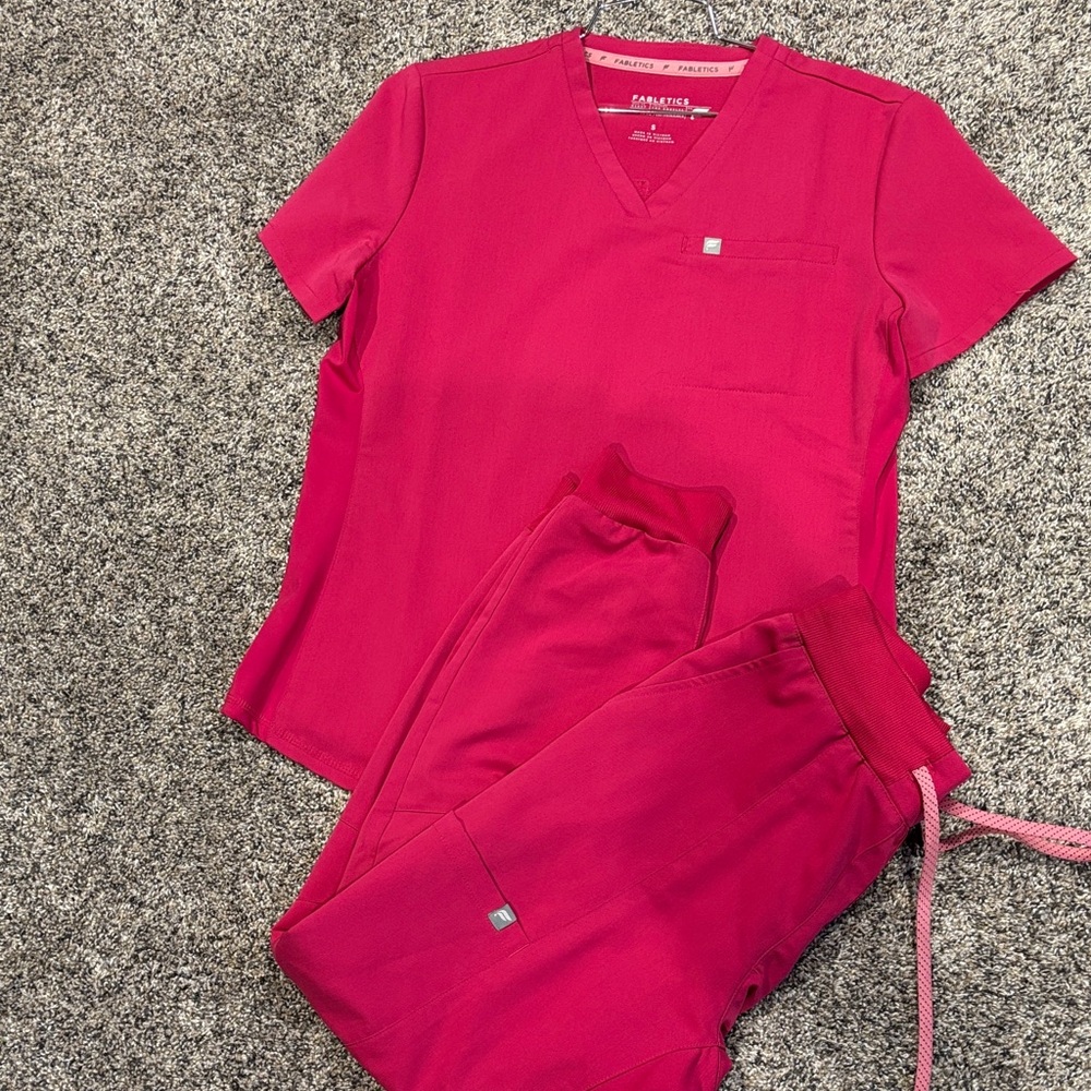 Fabletics pink Scrub set